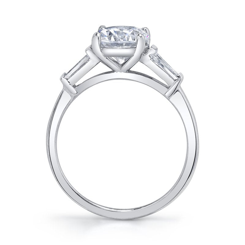 Three Stone Ring Setting with Baguette Side Diamonds