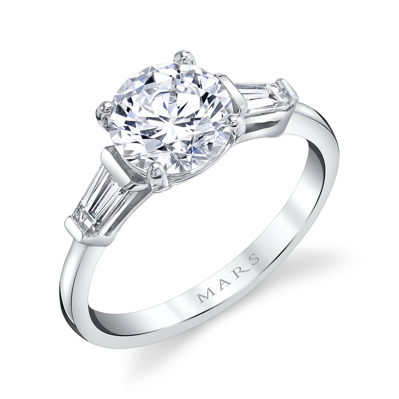 Three Stone Ring Setting with Baguette Side Diamonds