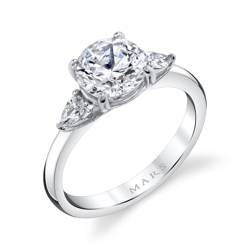 Three Stone Ring Setting With Pear Side Diamonds