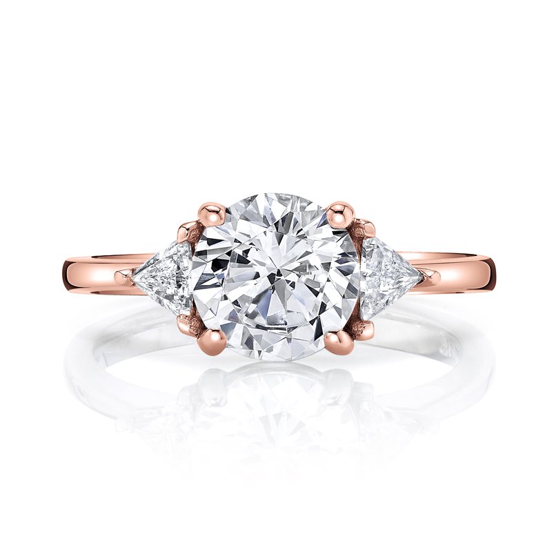 Three Stone Ring Setting with Trillion Side Diamonds
