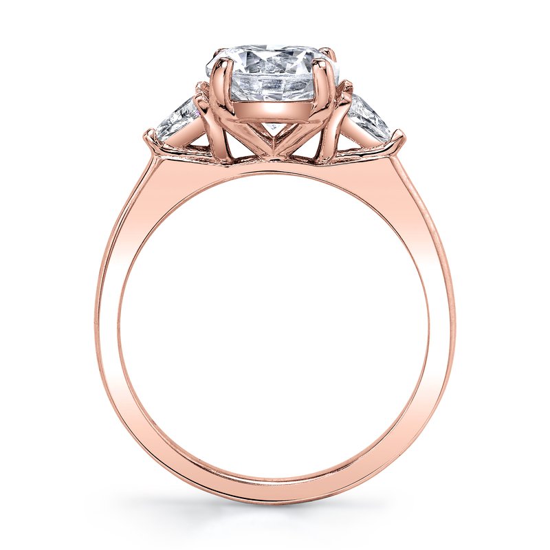 Three Stone Ring Setting with Trillion Side Diamonds