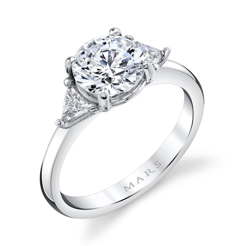 Three Stone Ring Setting with Trillion Side Diamonds