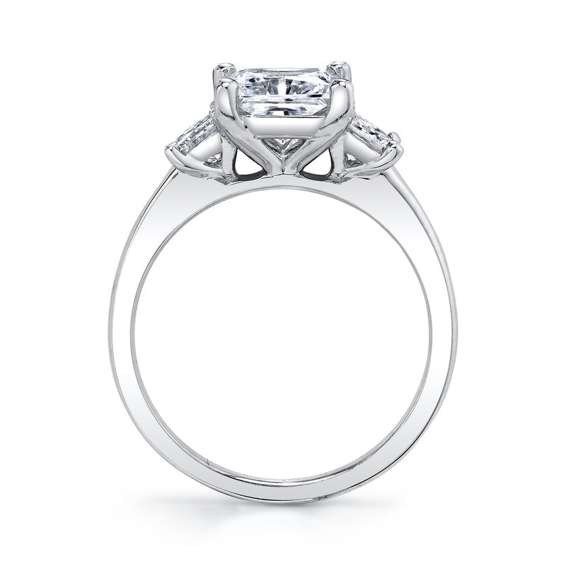 Three Stone Ring Setting With Princess Cut Side Diamonds