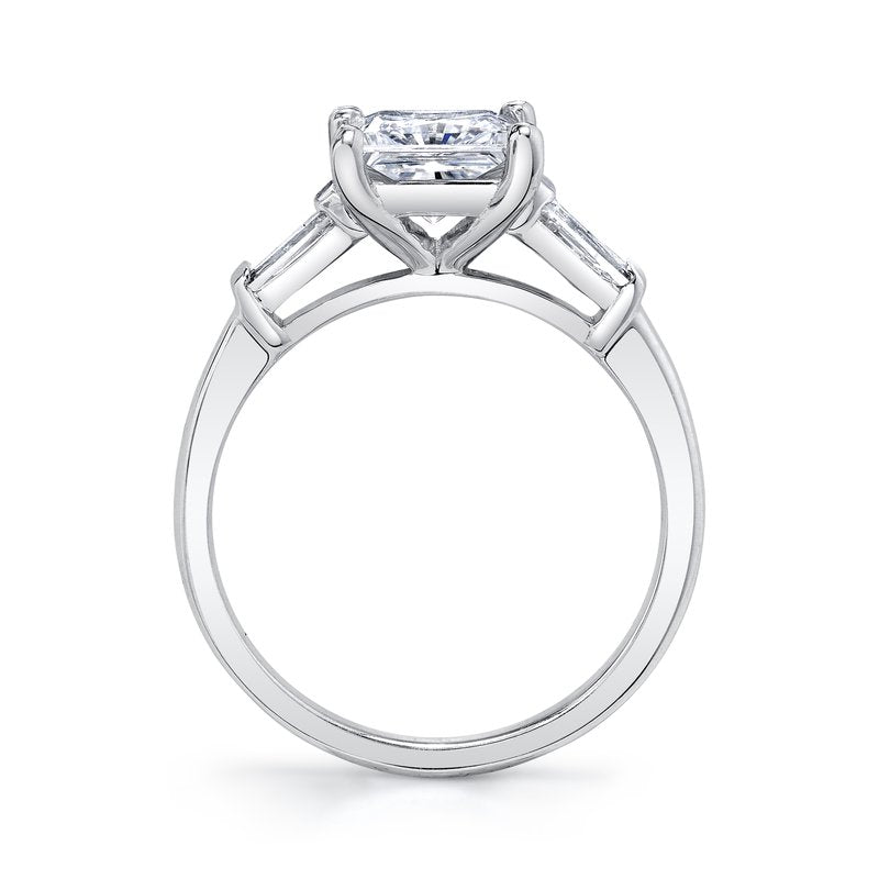 Three Stone Ring Setting With Baguette Side Diamonds