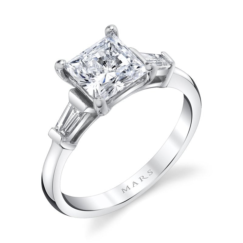 Three Stone Ring Setting With Baguette Side Diamonds