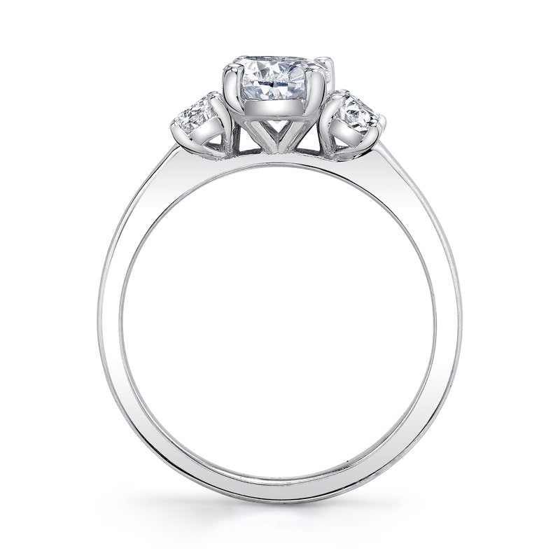 Three Stone Ring Setting with Oval Side Diamonds