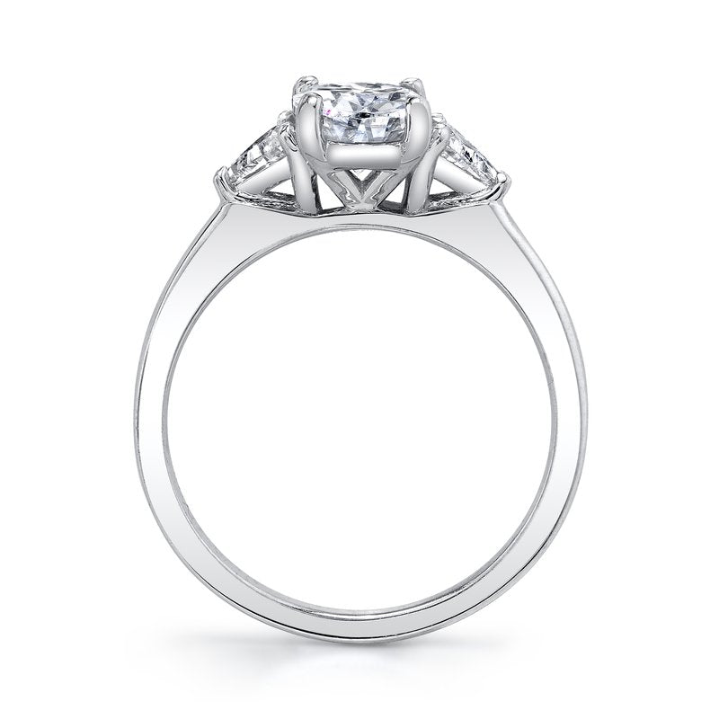 Three Stone Ring Setting with Trillion Side Diamonds