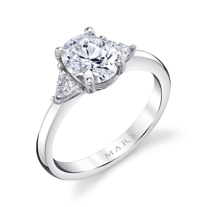 Three Stone Ring Setting with Trillion Side Diamonds