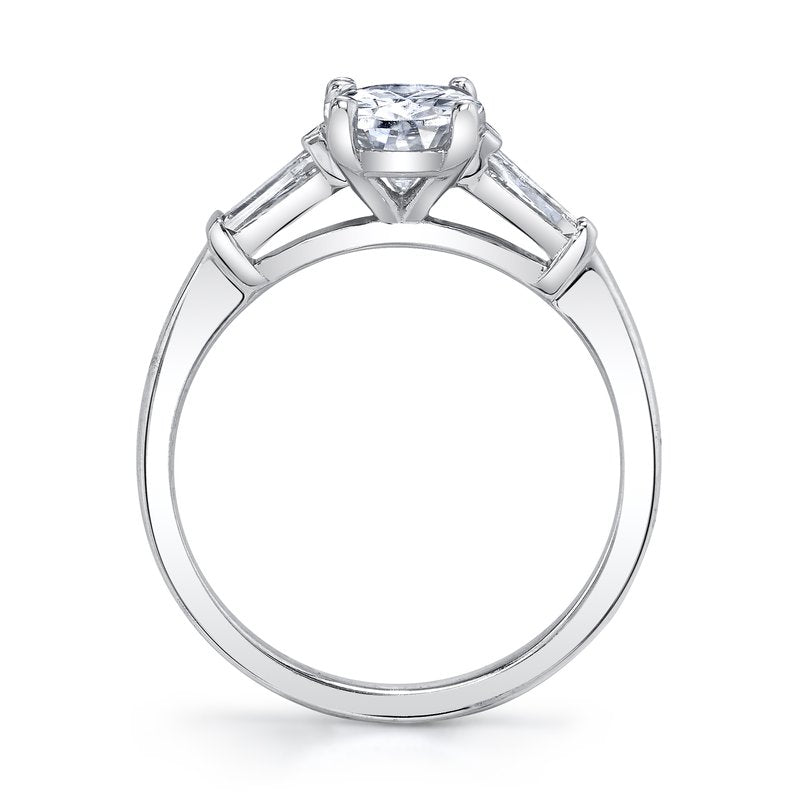 Three Stone Ring Setting with Baguette Side Diamonds