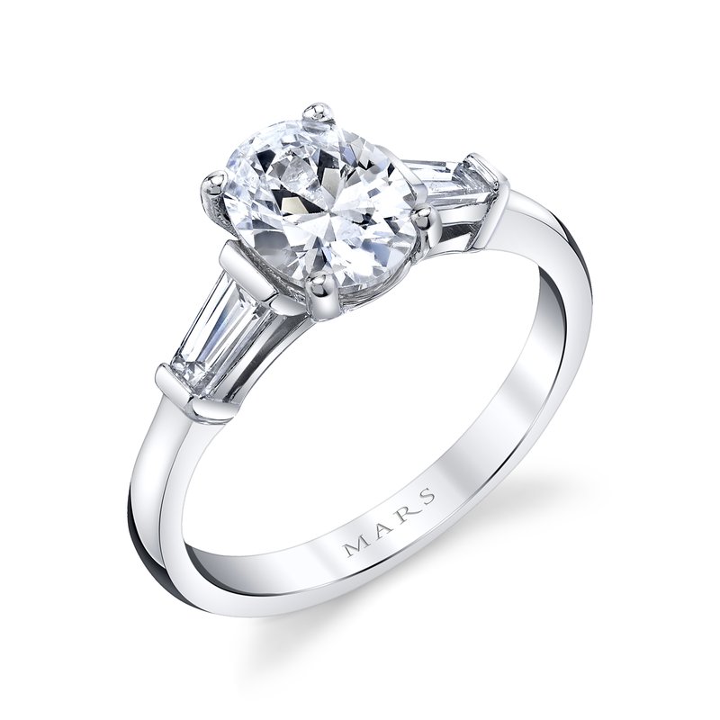 Three Stone Ring Setting with Baguette Side Diamonds