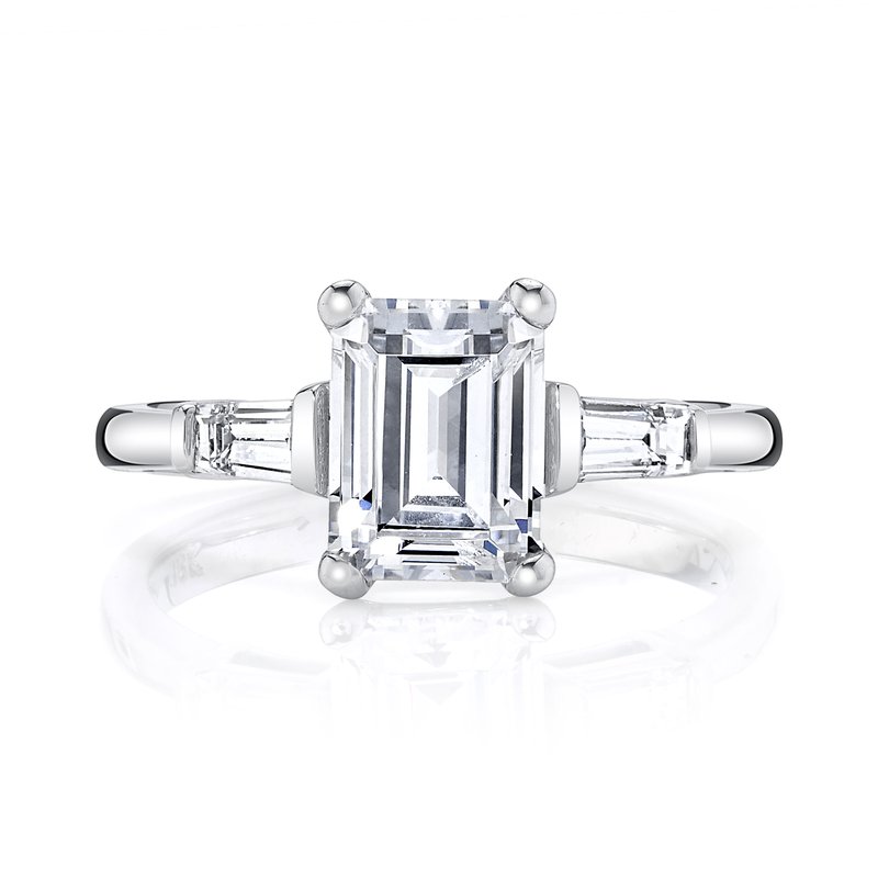Three Stone Ring Setting With Baguette Side Diamonds