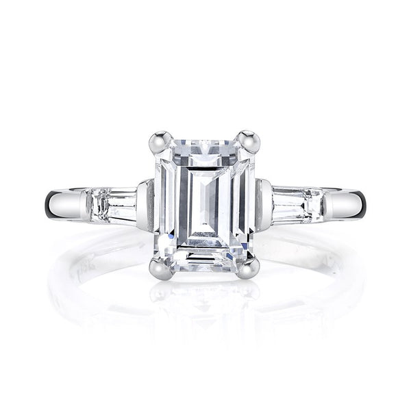 Three Stone Ring Setting With Baguette Side Diamonds