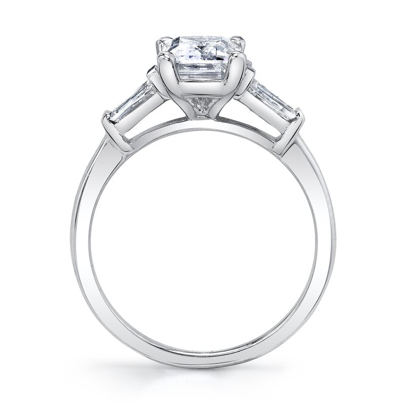 Three Stone Ring Setting With Baguette Side Diamonds