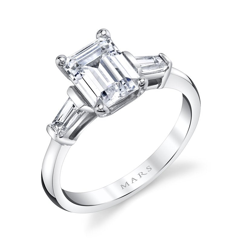 Three Stone Ring Setting With Baguette Side Diamonds