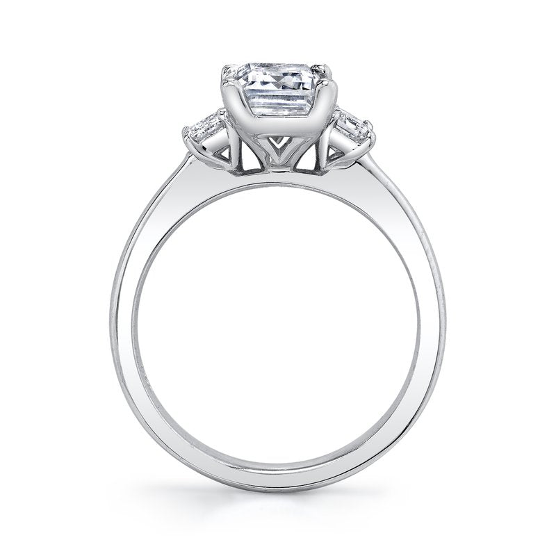 Three Stone Ring Setting With Baguette Side Diamonds