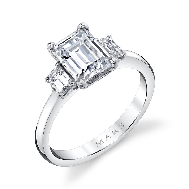 Three Stone Ring Setting With Baguette Side Diamonds
