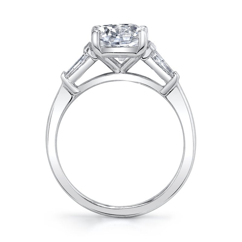Three Stone Ring Setting with Baguette Side Diamonds