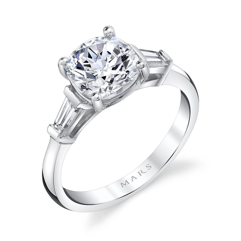 Three Stone Ring Setting with Baguette Side Diamonds