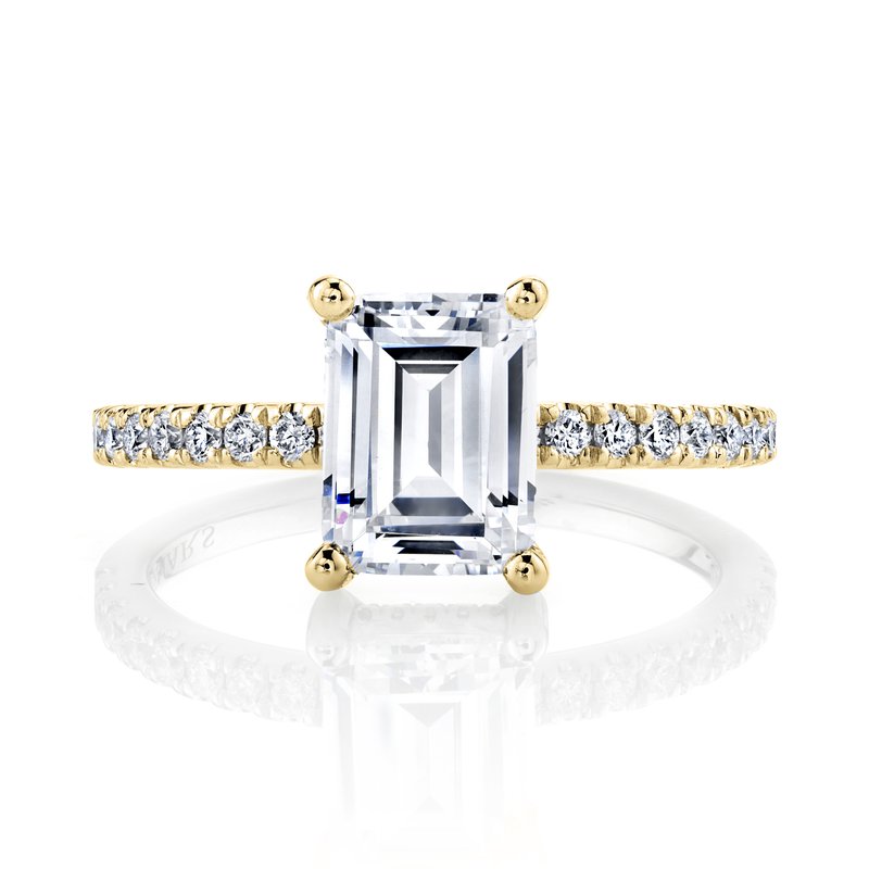 Solitaire Ring Setting with Diamond Band and Hidden Halo
