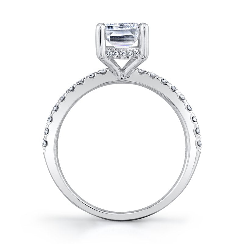 Solitaire Ring Setting with Diamond Band and Hidden Halo