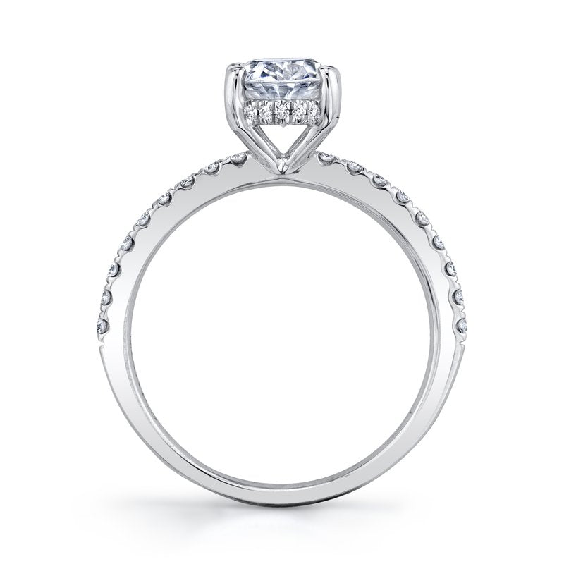 Solitaire Setting with Diamond Band and Hidden Halo