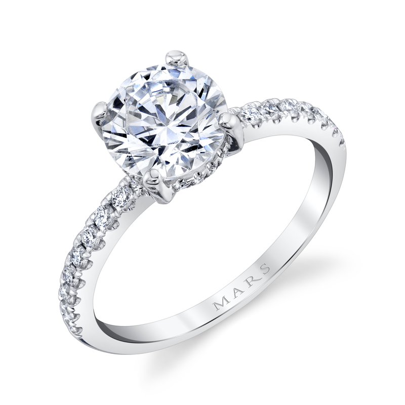 Solitaire Setting with Diamond Band and Hidden Halo