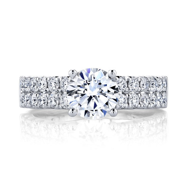 Solitaire Ring Setting With 2 Row Diamond Band