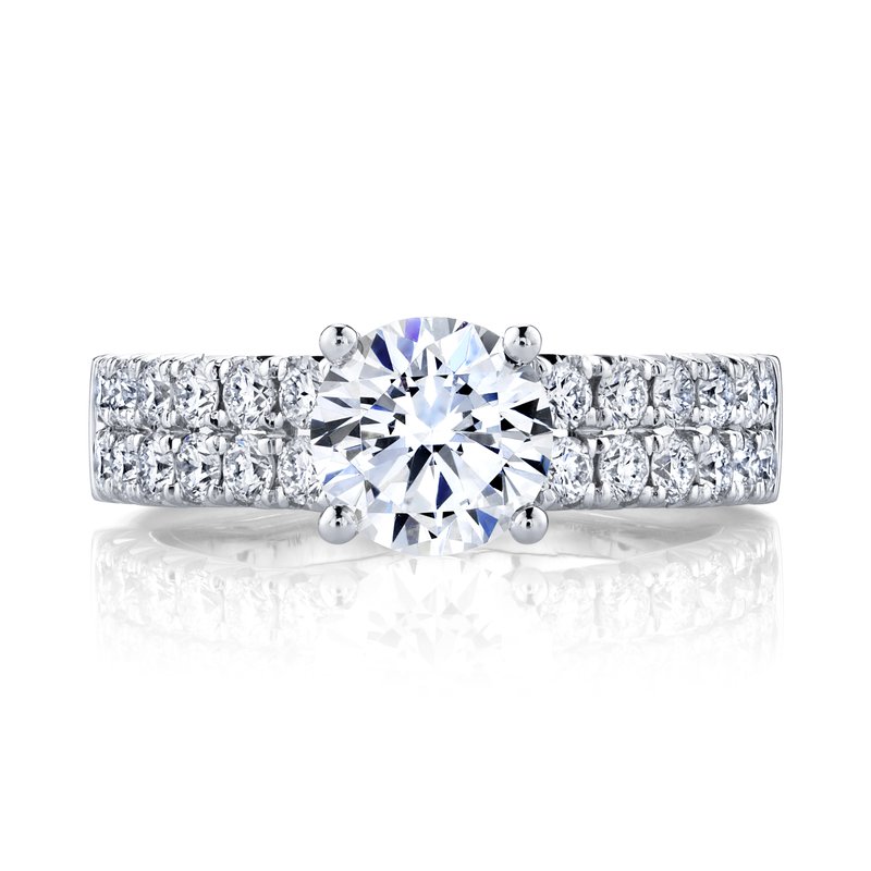 Solitaire Ring Setting With 2 Row Diamond Band