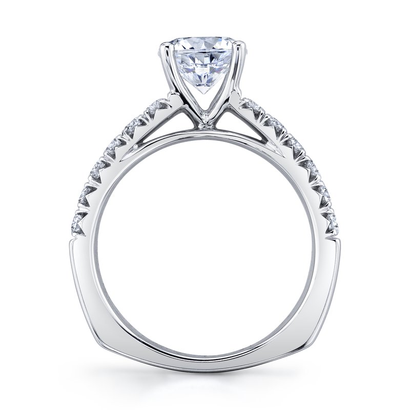 Solitaire Ring Setting With 2 Row Diamond Band