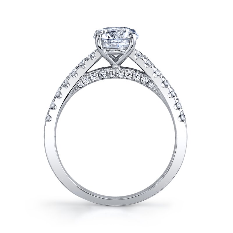 Solitaire Ring Setting with Diamond Band and Diamond Bridge