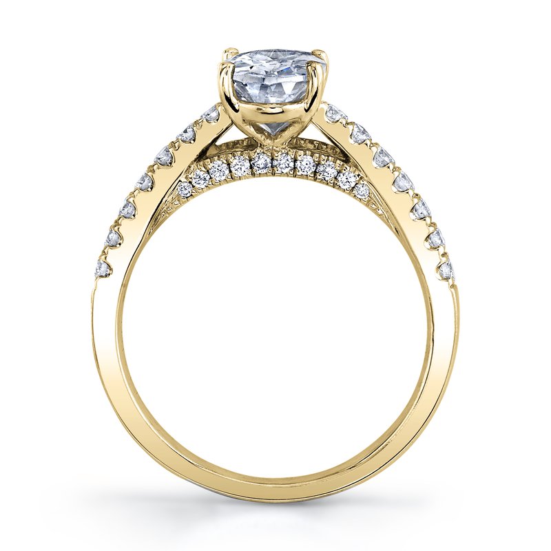 Solitaire Ring Setting with Diamond Band and Diamond Bridge