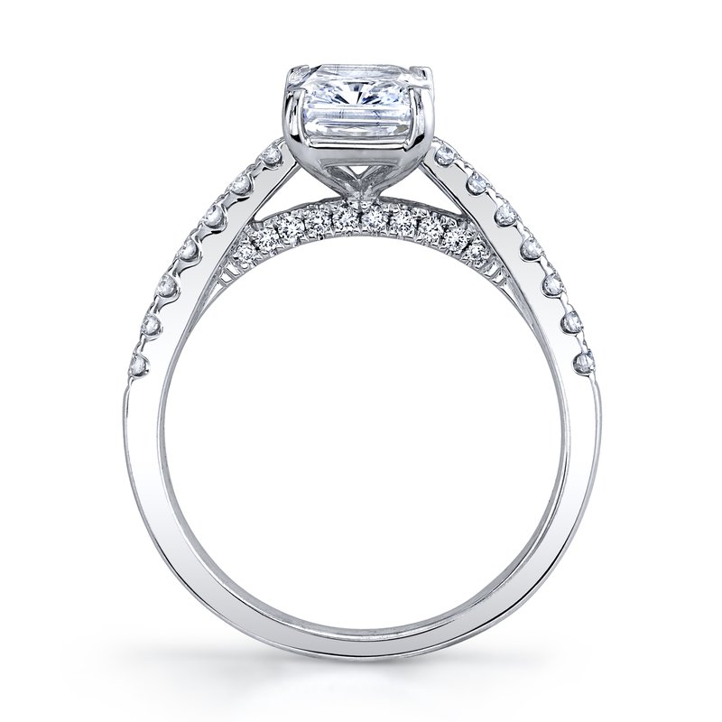 Solitaire Ring Setting with Diamond Band and Diamond Bridge