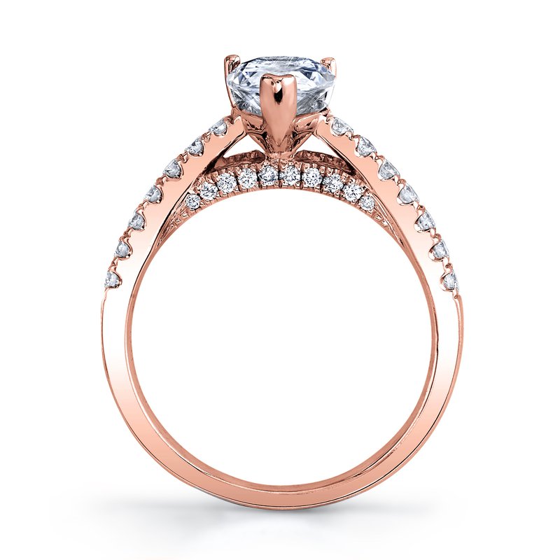 Solitaire Ring With Diamond Band and Diamond Bridge