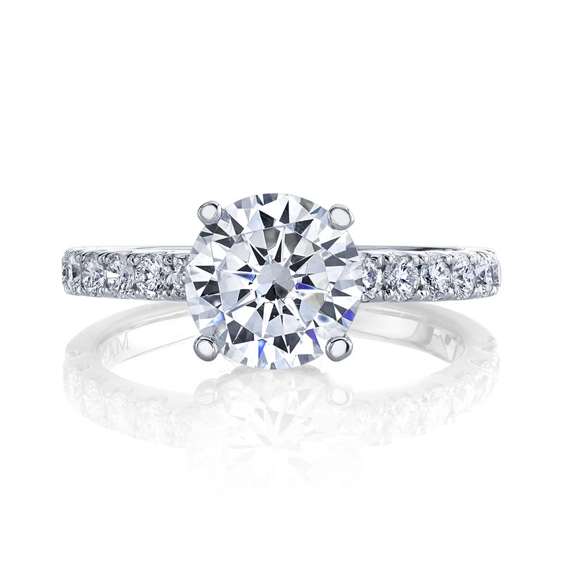 Solitaire Ring Setting With Diamond Band and Hidden Halo