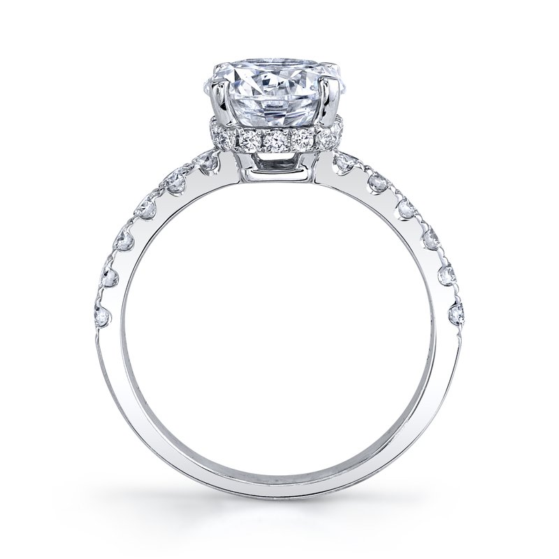 Solitaire Ring Setting With Diamond Band and Hidden Halo