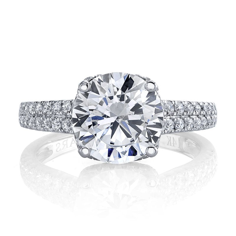 Solitaire Ring Setting With 2 Row Diamond Band