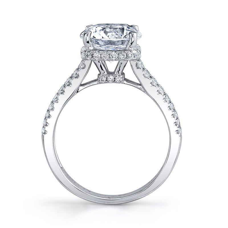 Solitaire Ring Setting With 2 Row Diamond Band