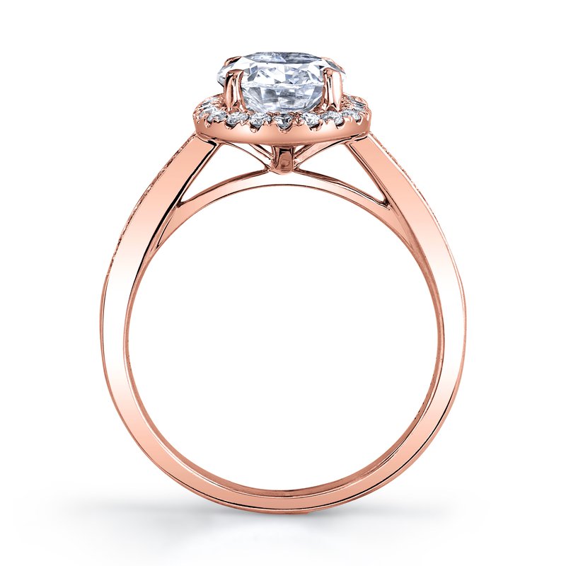 Solitaire Ring Setting With Diamond Halo and Band