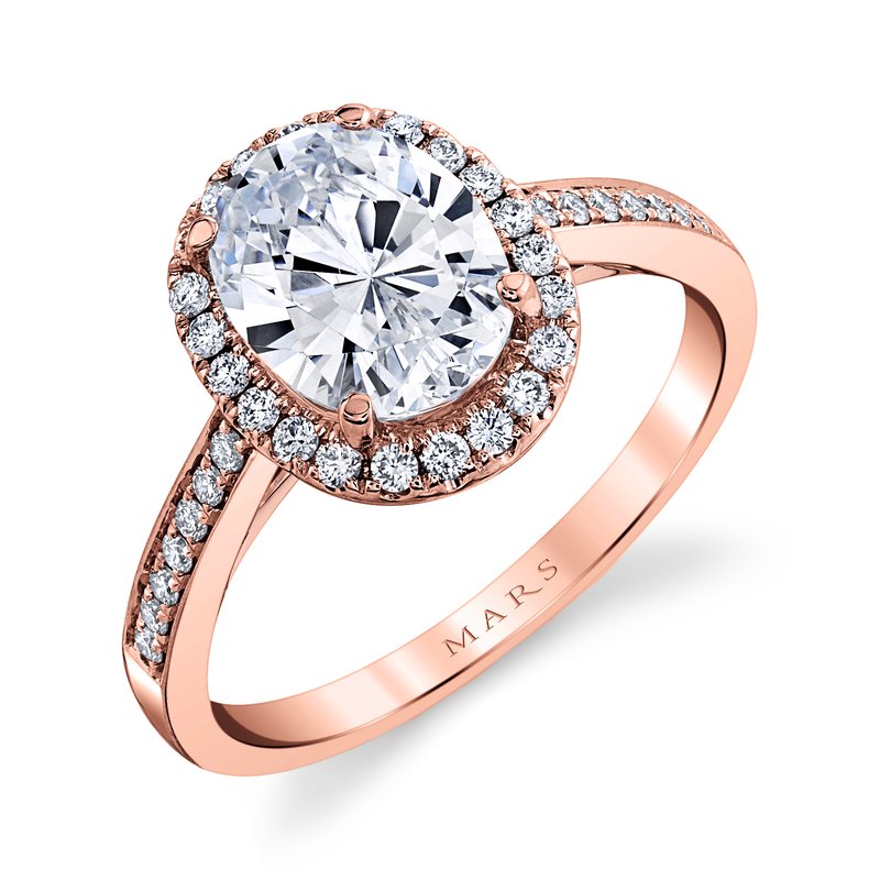 Solitaire Ring Setting With Diamond Halo and Band