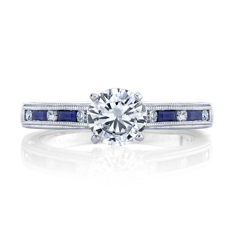 Solitaire Ring Setting With Sapphire and Diamond Band