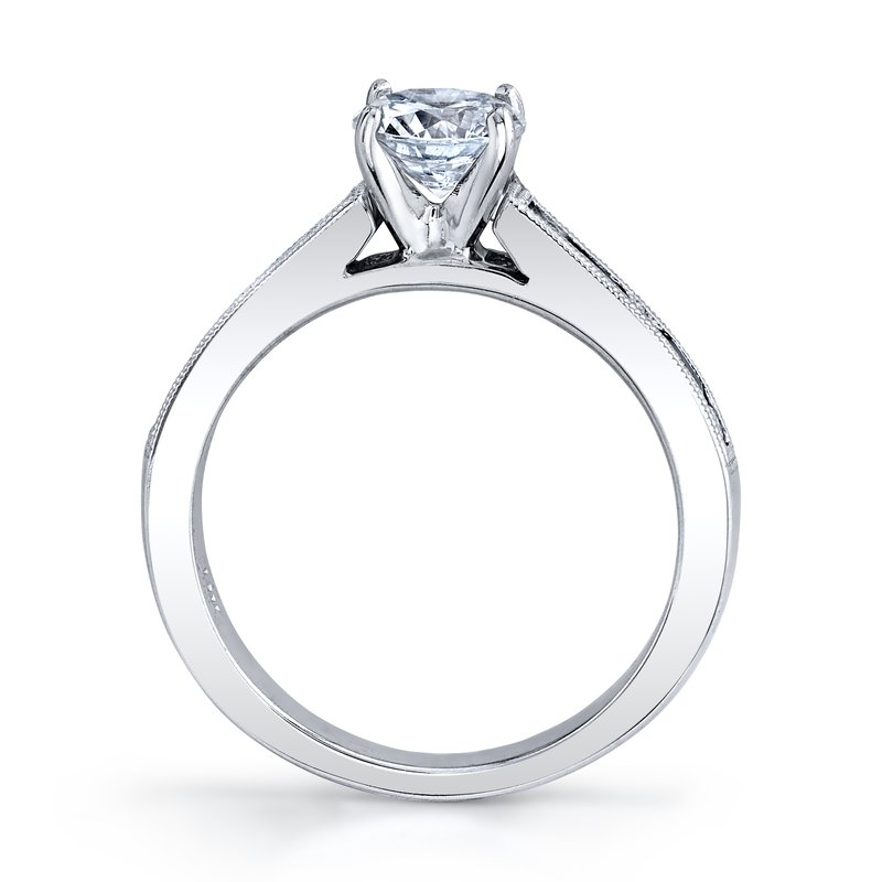 Solitaire Ring Setting With Sapphire and Diamond Band