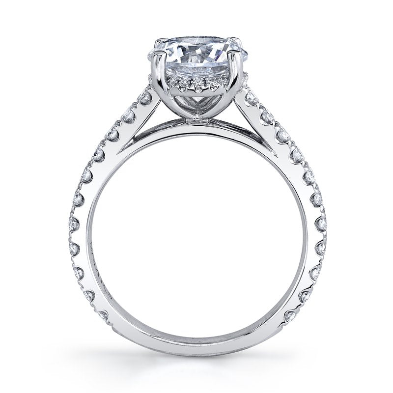 Solitaire ring Setting With Diamond Band and Hidden Halo