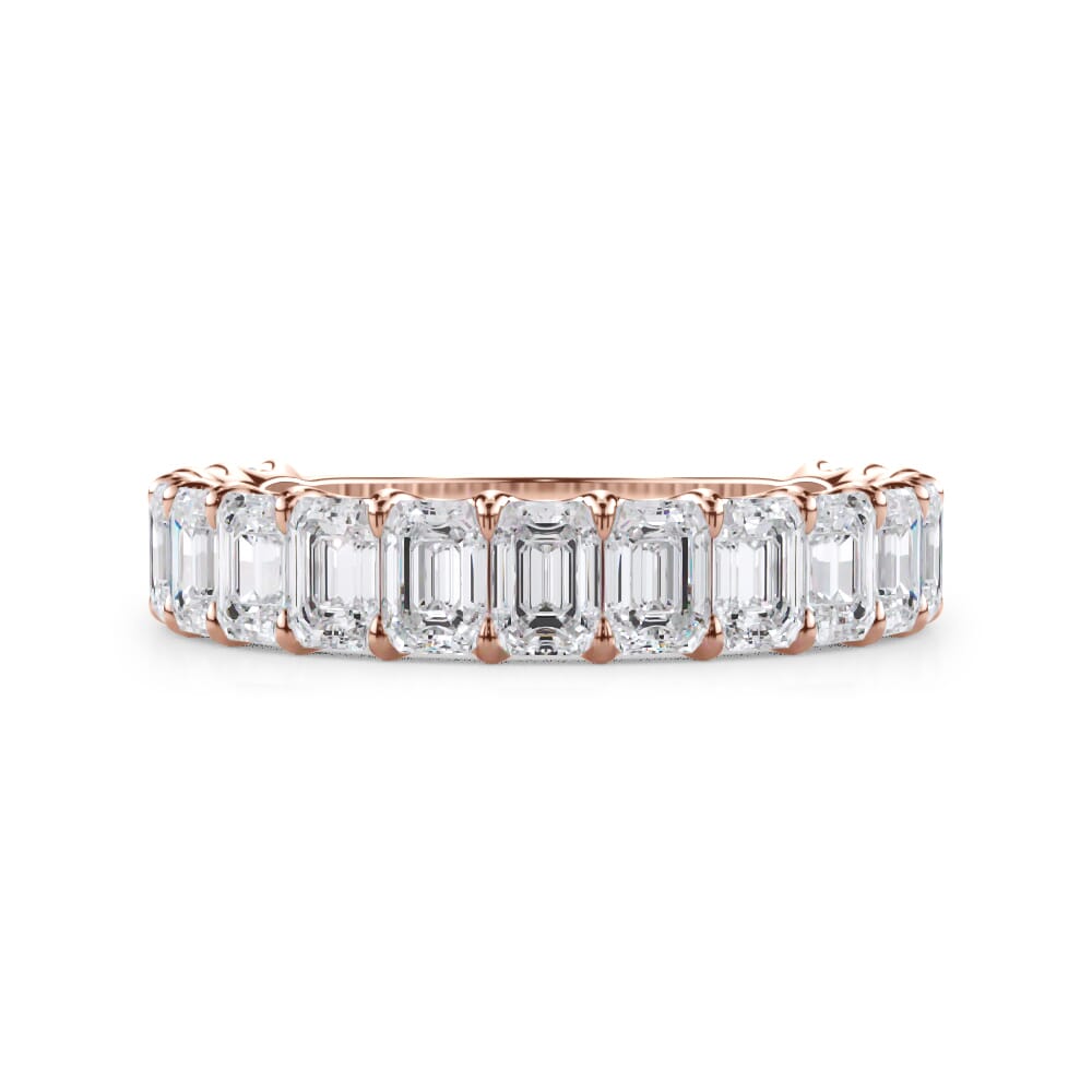 Emerald Cut U Scallop 3/4 Eternity Ring