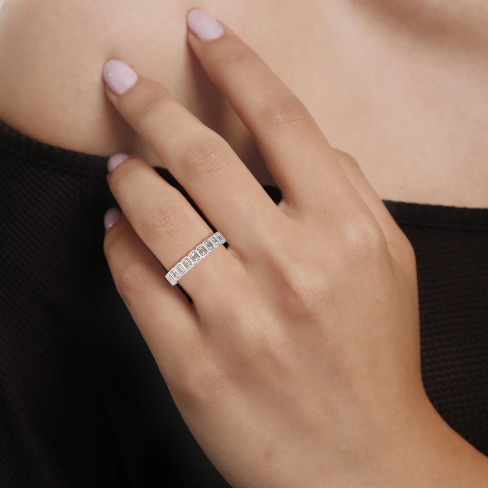 Emerald Cut Besel Set Ring