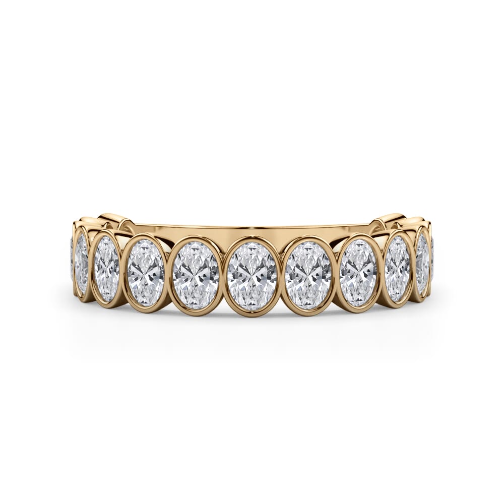Oval Cut Bezel Set 3/4 Eternity Ring