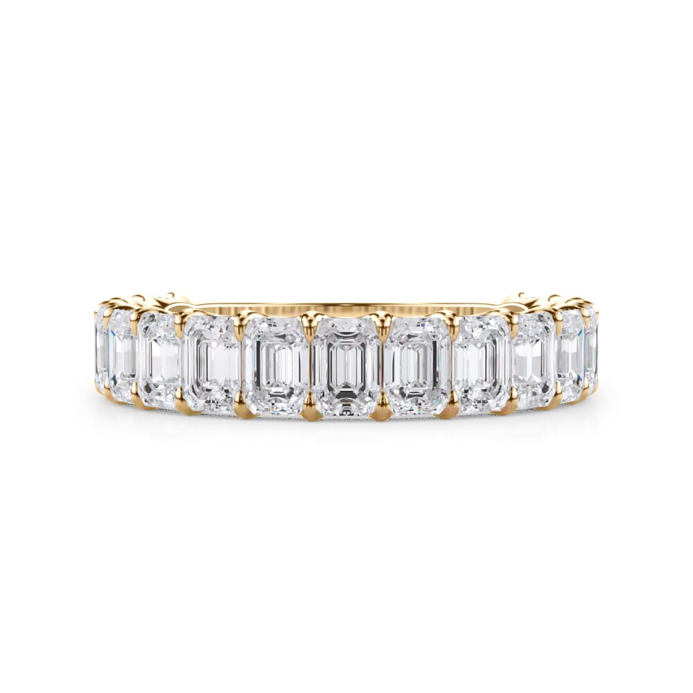 Emerald Cut U Scallop 3/4 Eternity Ring