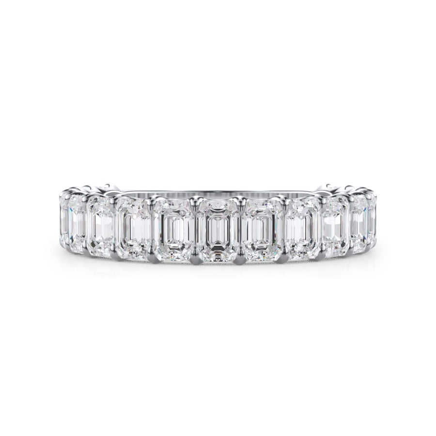 Emerald Cut U Scallop 3/4 Eternity Ring