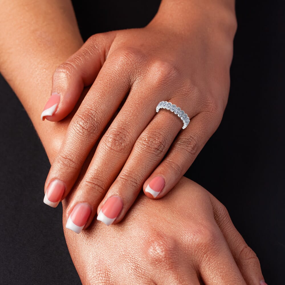 Oval Cut Bezel Set 3/4 Eternity Ring