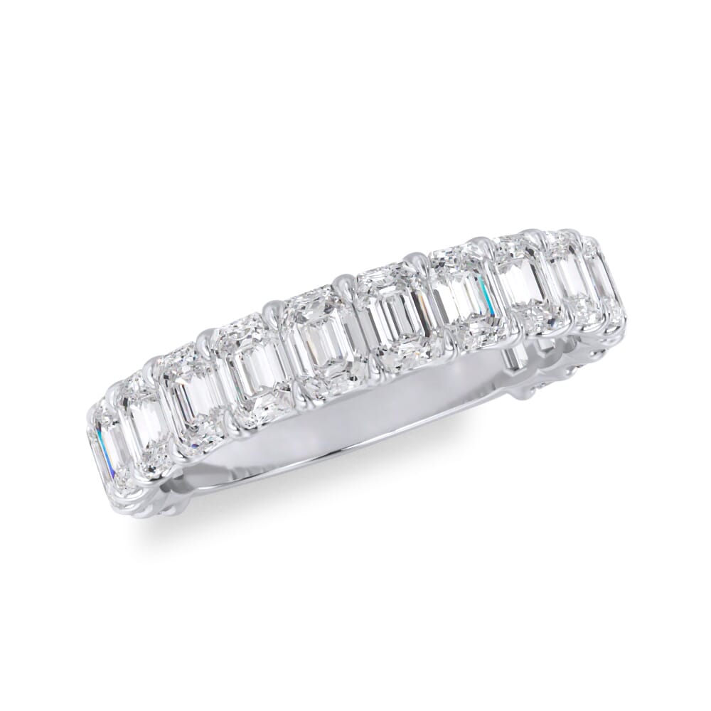 Emerald Cut U Scallop 3/4 Eternity Ring
