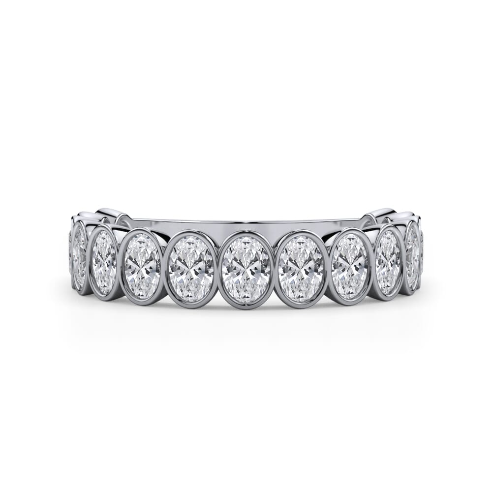 Oval Cut Bezel Set 3/4 Eternity Ring